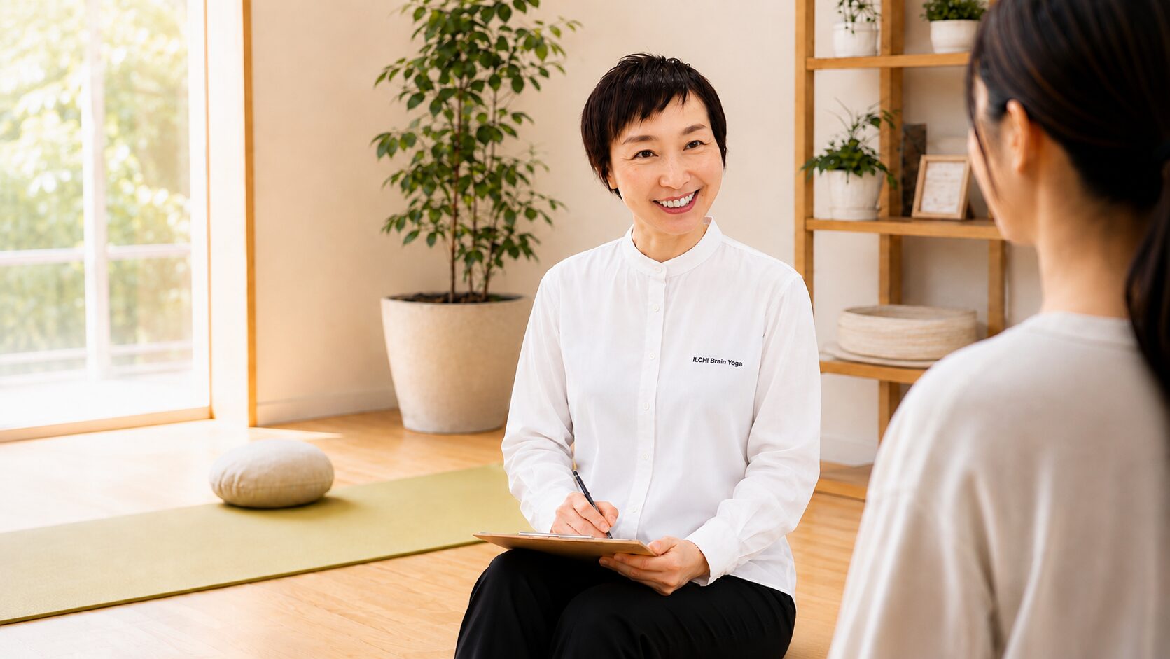 御影スタジオのインストラクターが相談を受けている様子